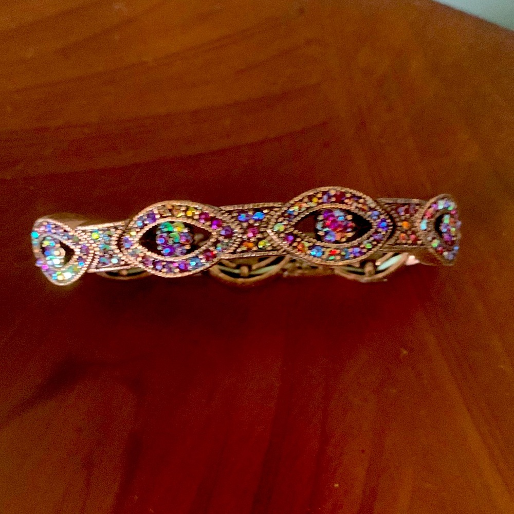 1928 copper stretch bracelet with colorful rhinestones